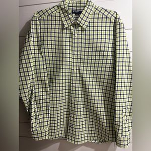 Cremieux Classics Plaid Long Sleeve Shirt Mens L Green Blue Button Up